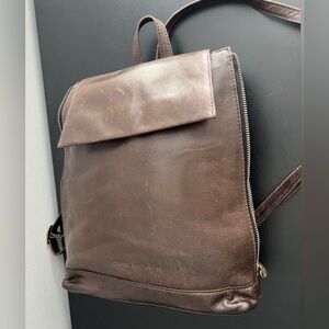 Derek Alexander Vintage Distressed Leather Multi Pocket Expandable Side Backpack